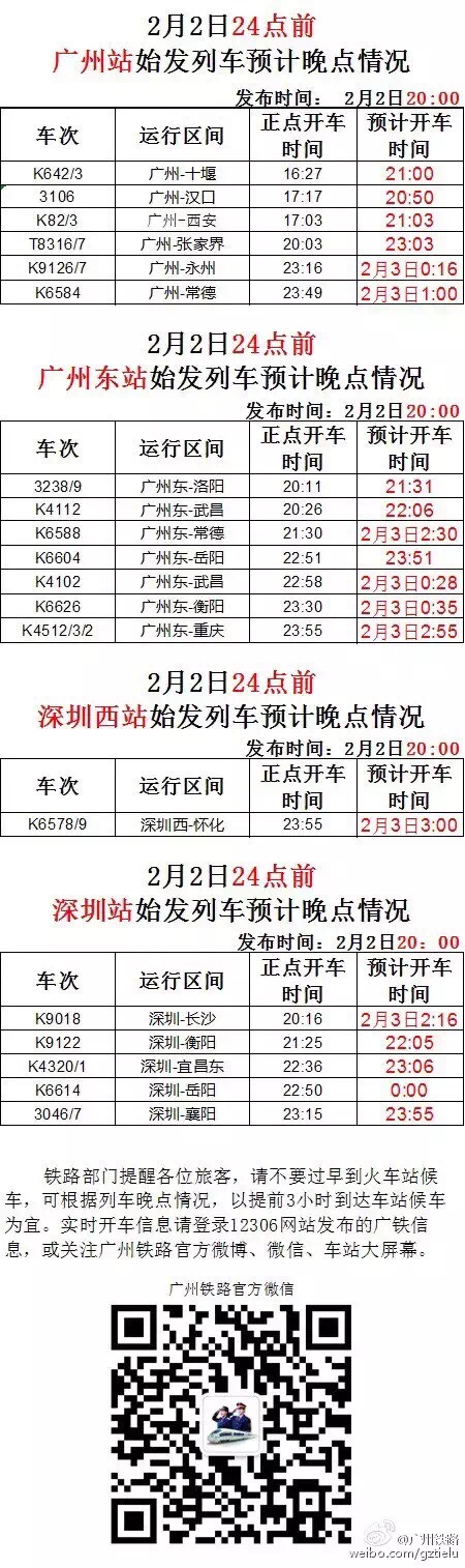 广州火车最新晚点情况更新